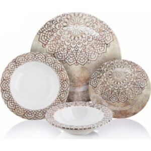 Sembol Gravürlü Desen 24 Parça Yemek Takımı VALERY-0024-7
